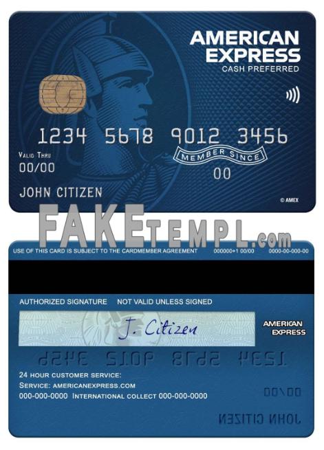 USA North Carolina BB&T Corp. bank fake AMEX blue cash preferred card photoshop template PSD